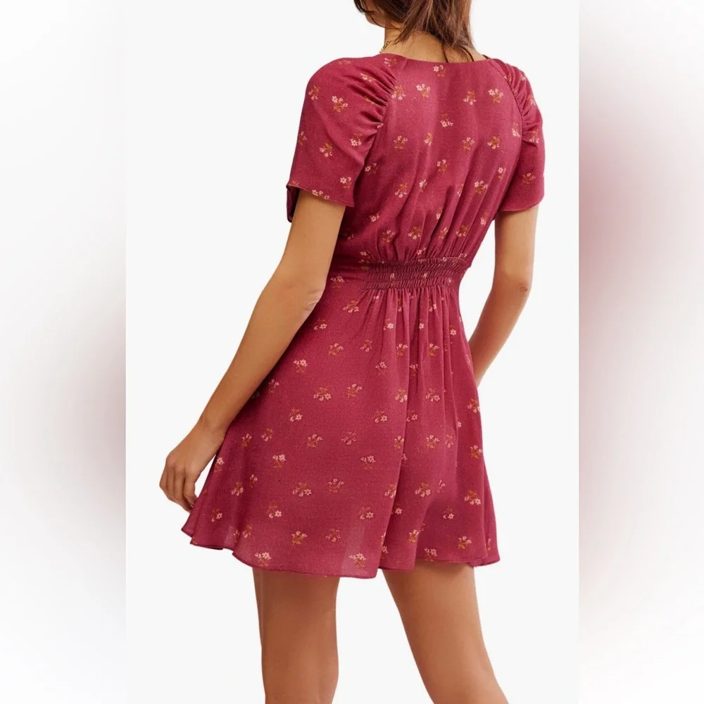 NWT Free People “Everyone’s Favorite Mini Dress” in Red, size Small - Picture 2 of 9